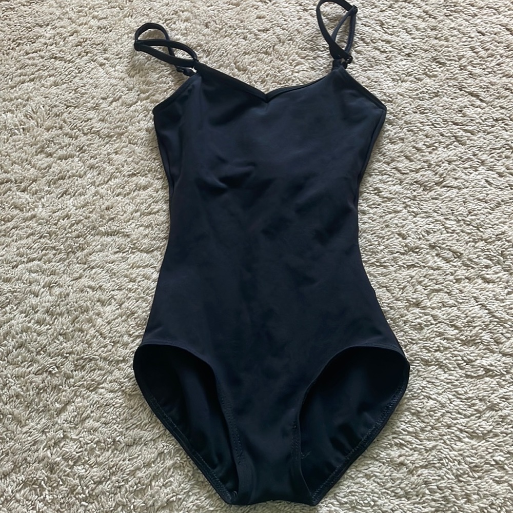 capezio black built in bra cami leotard - x small